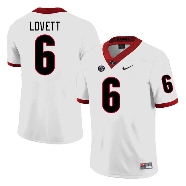 #6 Dominic Lovett Georgia Bulldogs Jerseys Football Stitched-Retro White